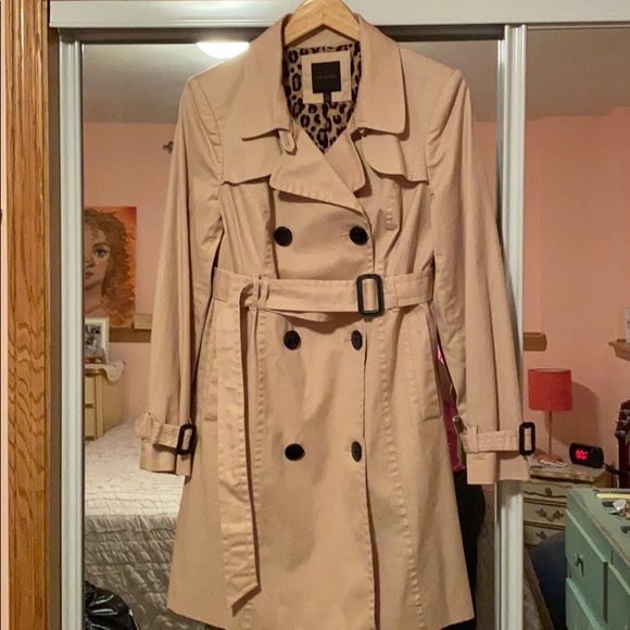 The Limited Jackets & Blazers - The Limited khaki/leopard print trench coat.